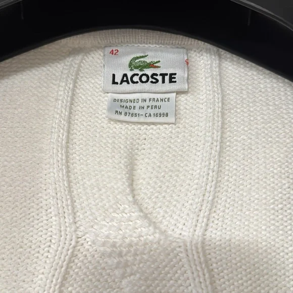 Lacoste White Cable Knit Cardigan - Picture 2 of 3